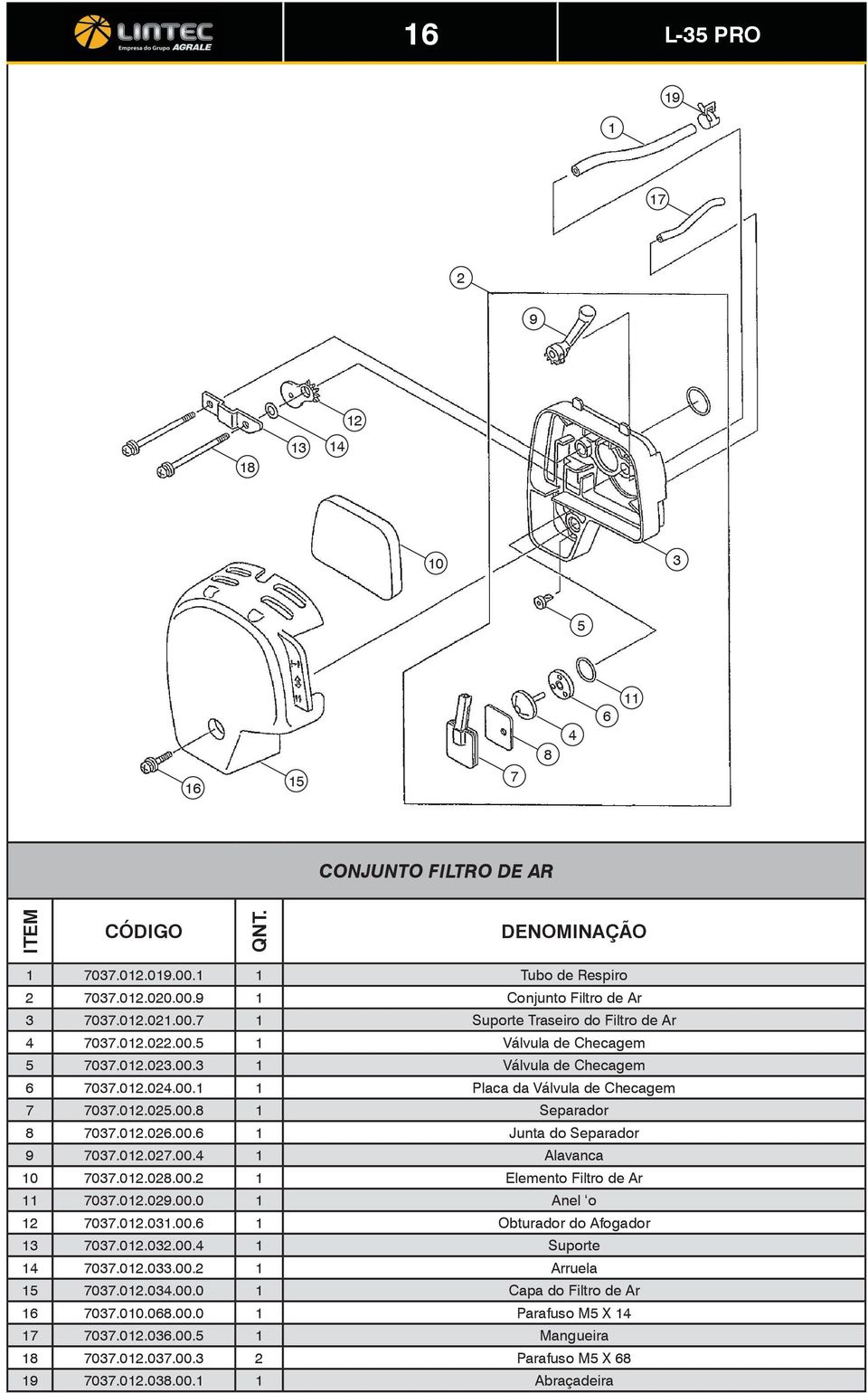 0.0.00. Alavanca 0 0.0.0.00. Elemento Filtro de Ar 0.0.09.00.0 Anel o 0.0.0.00. Obturador do Afogador 0.0.0.00. Suporte 0.0.0.00. Arruela 0.