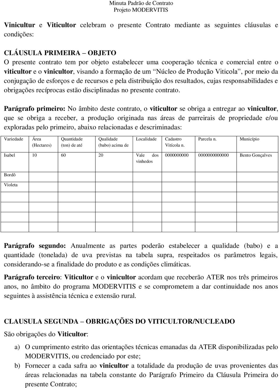 responsabilidades e obrigações recíprocas estão disciplinadas no presente contrato.