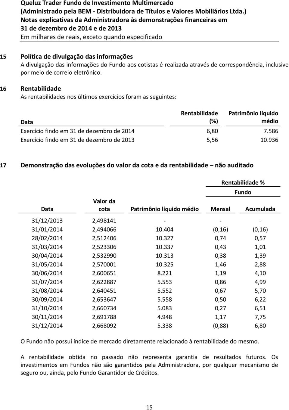 586 Exercício findo em 31 de dezembro de 2013 5,56 10.