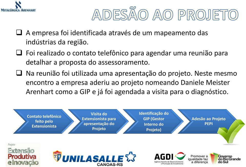 Na reunião foi utilizada uma apresentação do projeto.