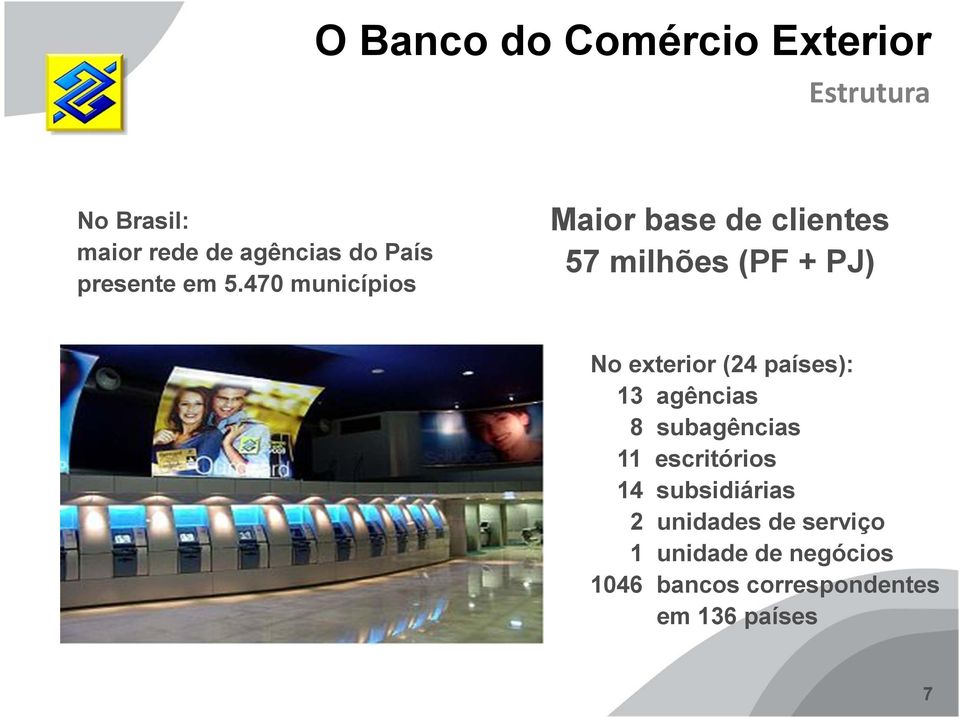 (24 países): 13 agências 8 subagências 11 escritórios 14 subsidiárias 2