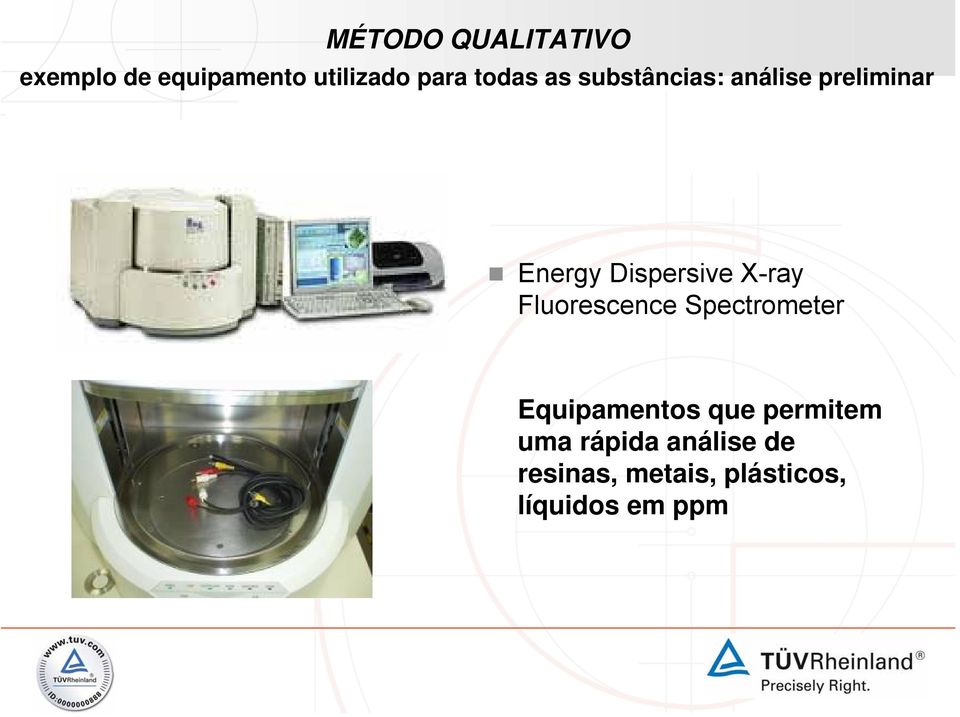 X-ray Fluorescence Spectrometer Equipamentos que permitem