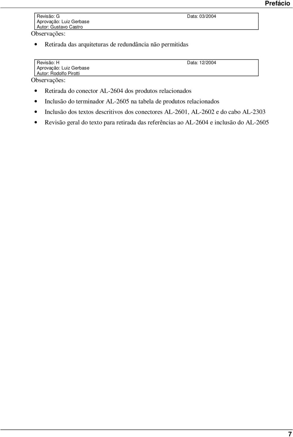 conector AL-2604 dos produtos relacionados Inclusão do terminador AL-2605 na tabela de produtos relacionados Inclusão dos textos