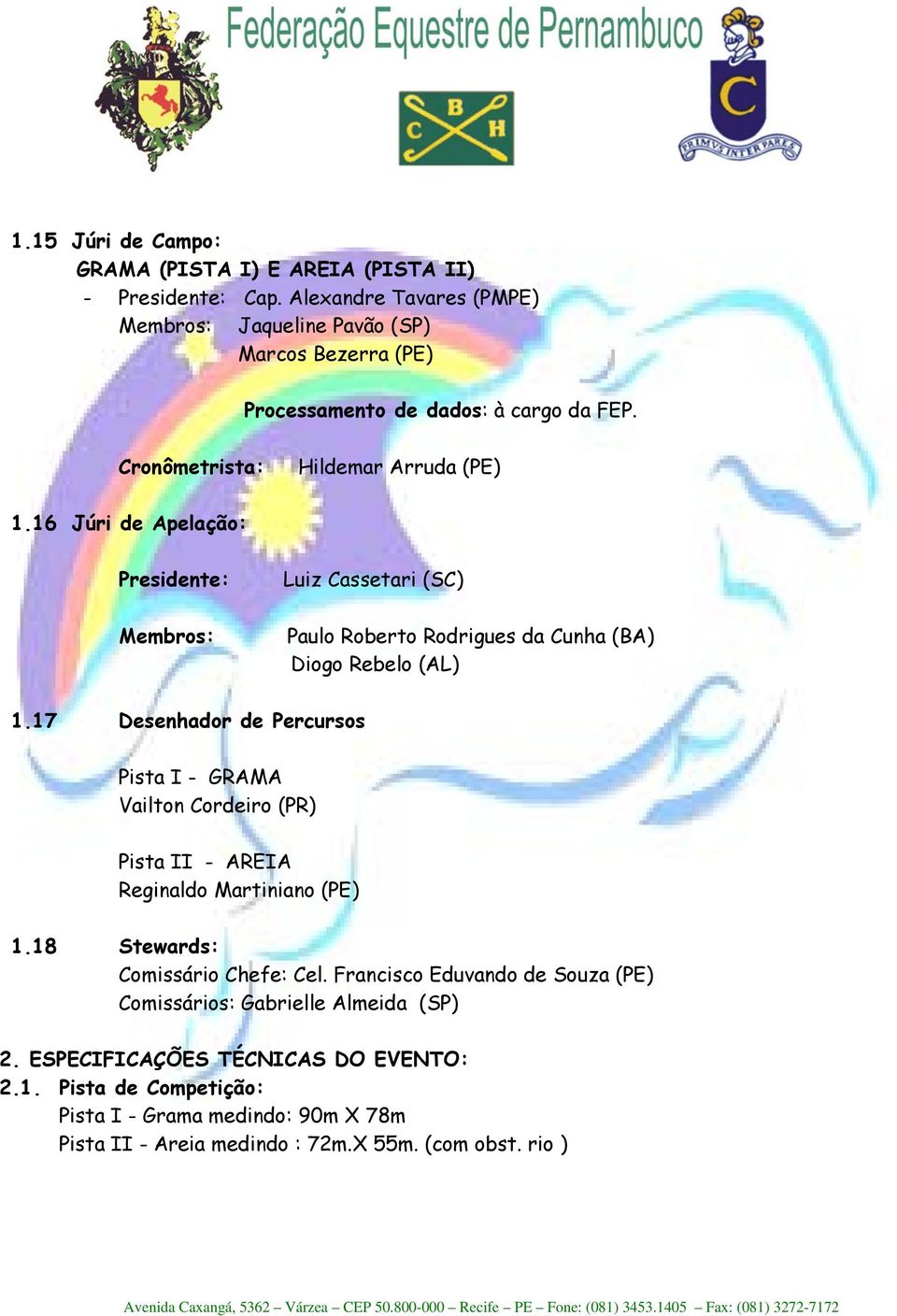 16 Júri de Apelação: Presidente: Membros: Luiz Cassetari (SC) Paulo Roberto Rodrigues da Cunha (BA) Diogo Rebelo (AL) 1.