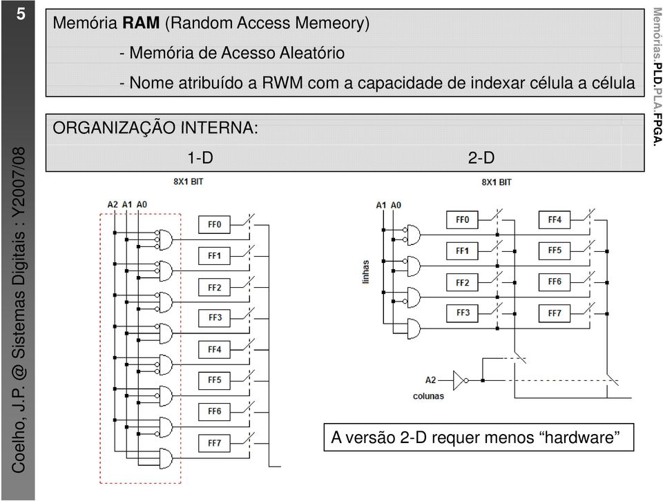 célula a célula ORGANIZAÇÃO INTERNA: 1-D 2-D Coelh ho, J.P.