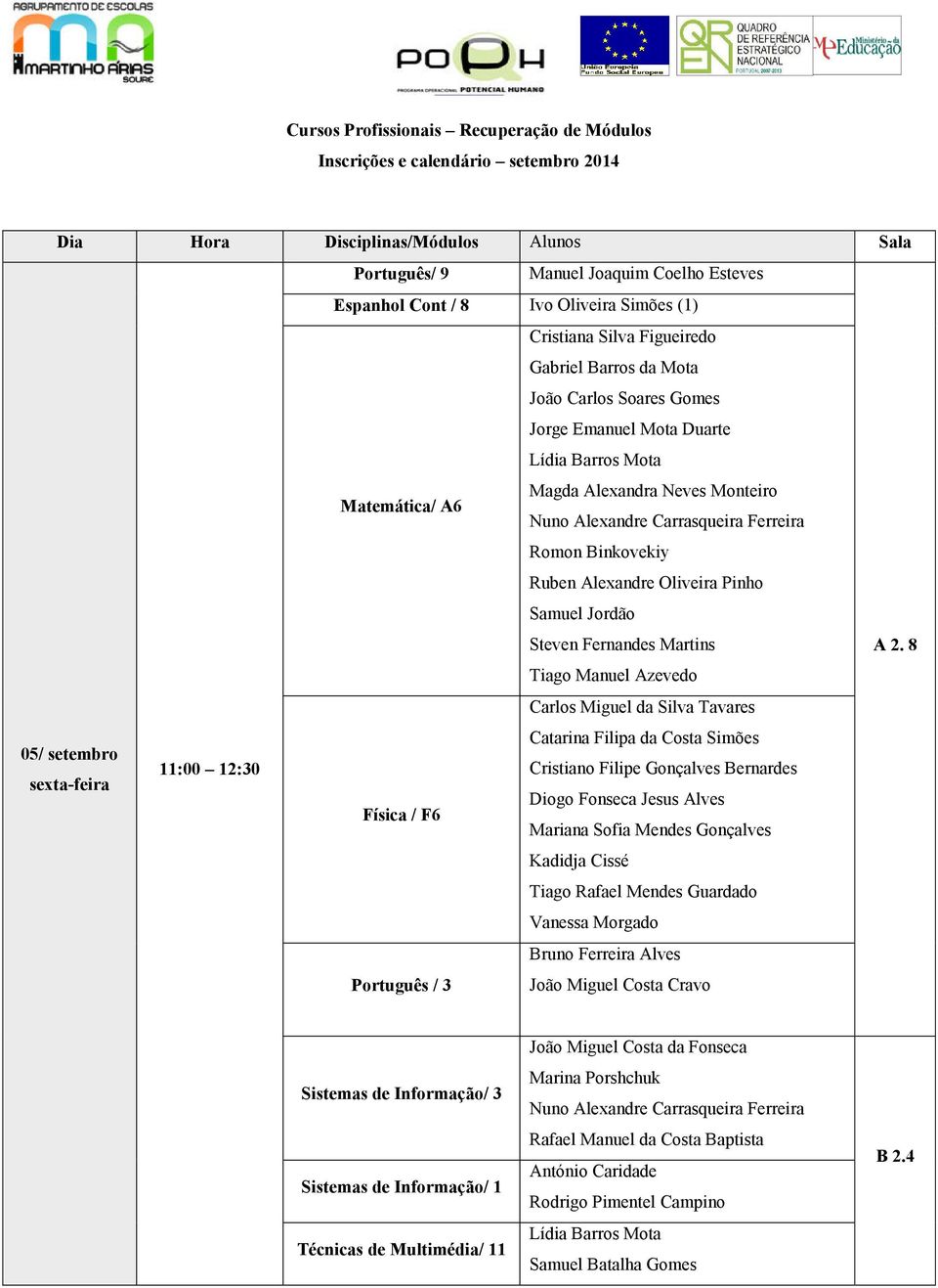 F6 Mariana Sofia Mendes Gonçalves Kadidja Cissé Vanessa Morgado Português / 3 João Miguel Costa Cravo Sistemas de Informação/ 3 Sistemas de Informação/