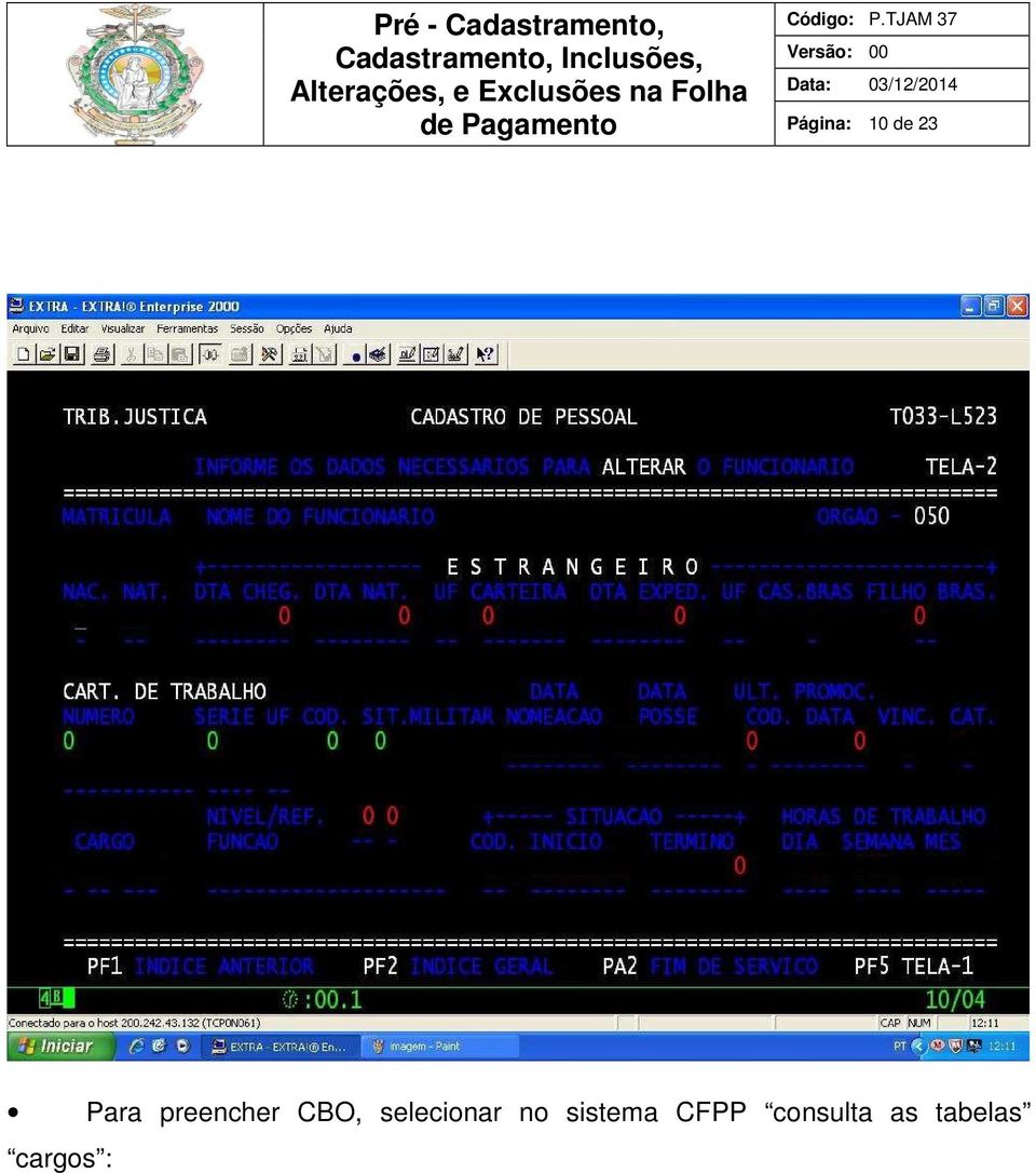 selecionar no sistema