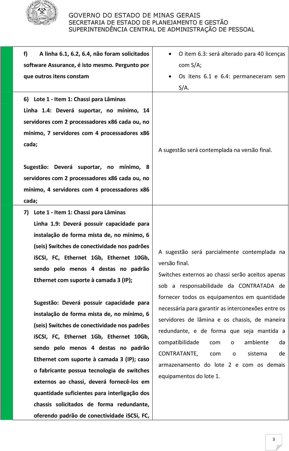 processadores x86 cada ou, no mínimo, 4 servidores com 4 processadores x86 cada; 7) Lote 1 - Item 1: Chassi para Lâminas Linha 1.