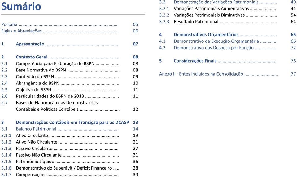 2 Demonstração das Variações Patrimoniais... 40 3.2.1 Variações Patrimoniais Aumentativas... 44 3.2.2 Variações Patrimoniais Diminutivas... 54 3.2.3 Resultado Patrimonial.