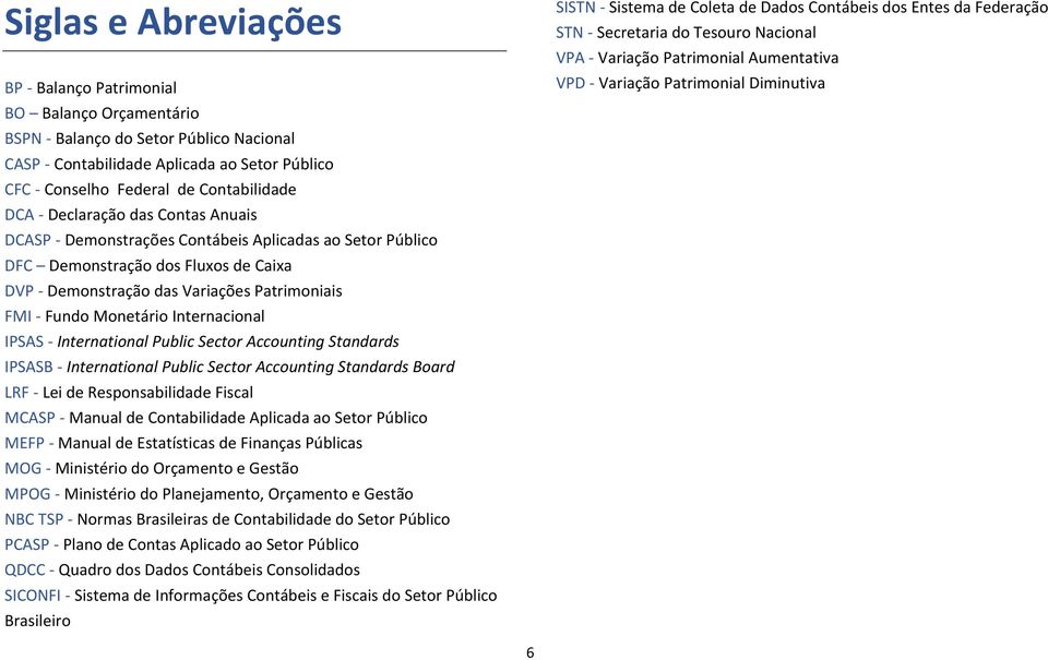 Internacional IPSAS - International Public Sector Accounting Standards IPSASB - International Public Sector Accounting Standards Board LRF - Lei de Responsabilidade Fiscal MCASP - Manual de