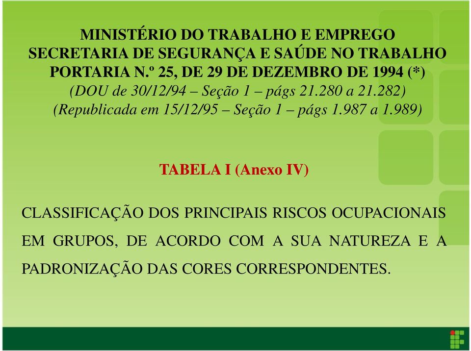 282) (Republicada em 15/12/95 Seção 1 págs 1.987 a 1.