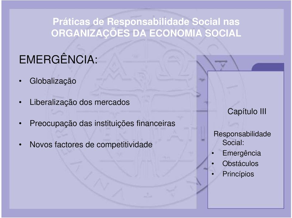 Novos factores de competitividade Capítulo III