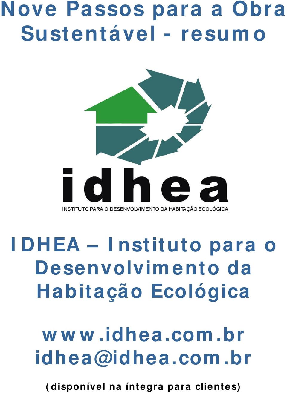 Habitação Ecológica www.idhea.com.