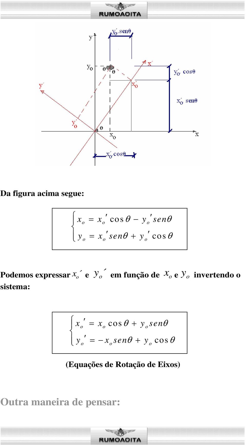 sistema: y o invertendo o cos y sen o o o y sen y o o