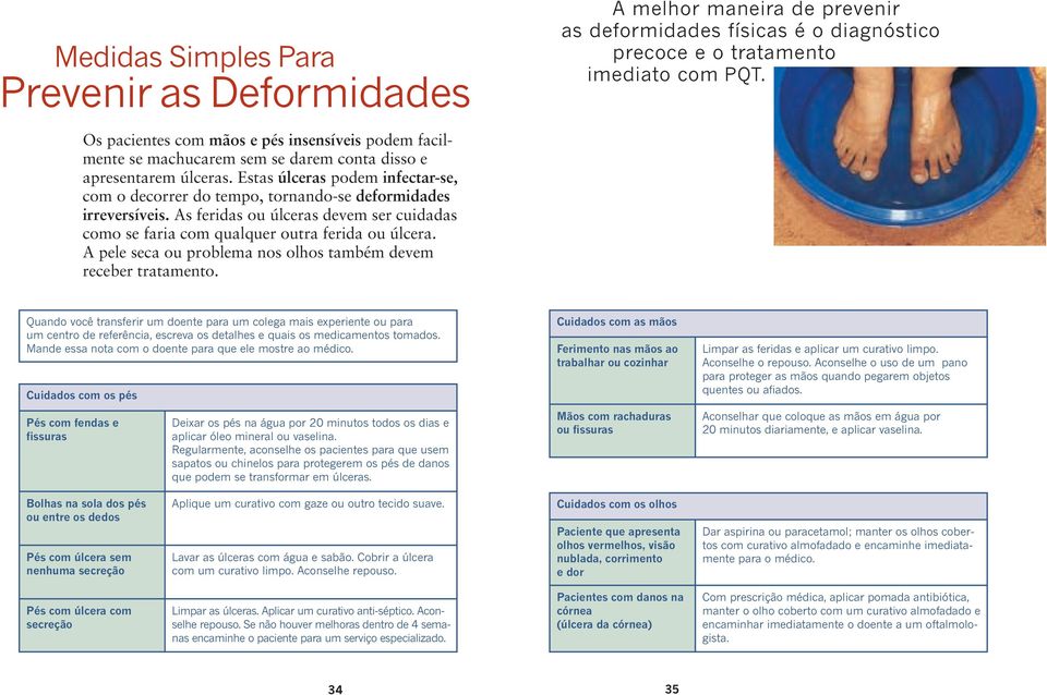 Estas úlceras podem infectar-se, com o decorrer do tempo, tornando-se deformidades irreversíveis. As feridas ou úlceras devem ser cuidadas como se faria com qualquer outra ferida ou úlcera.