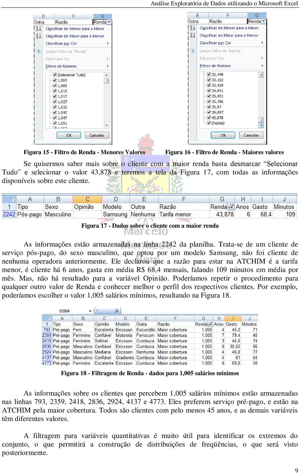 Figura 17 - Dados sobre o cliente com a maior renda As informações estão armazenadas na linha 2242 da planilha.