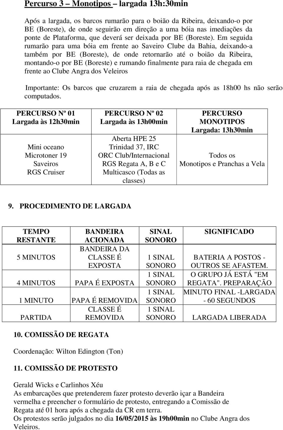 Em seguida rumarão para uma bóia em frente ao Saveiro Clube da Bahia, deixando-a também por BE (Boreste), de onde retornarão até o boião da Ribeira, montando-o por BE (Boreste) e rumando finalmente