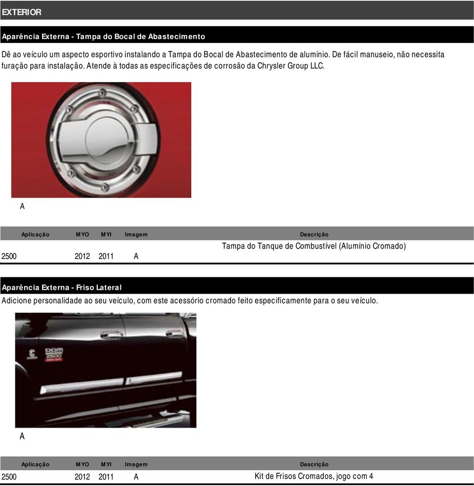 tende à todas as especificações de corrosão da Chrysler Group LLC.