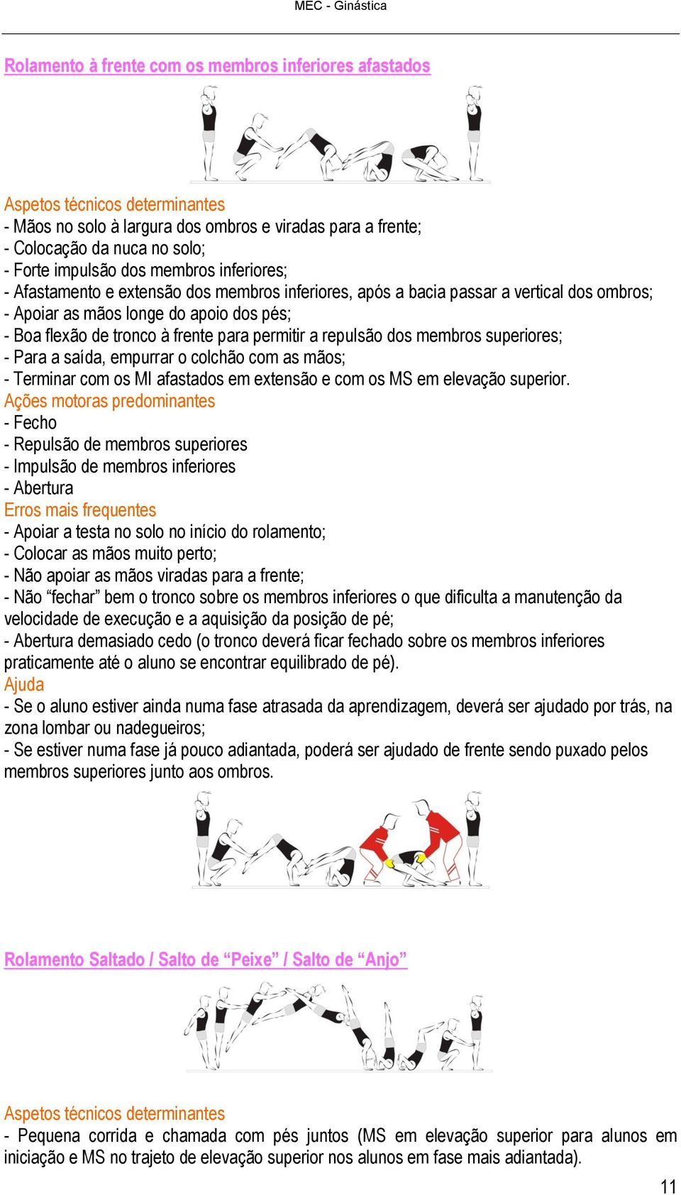 a repulsão dos membros superiores; - Para a saída, empurrar o colchão com as mãos; - Terminar com os MI afastados em extensão e com os MS em elevação superior.