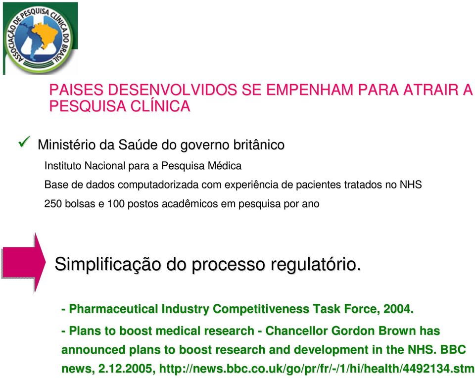 processo regulatório. rio. - Pharmaceutical Industry Competitiveness Task Force, 2004.