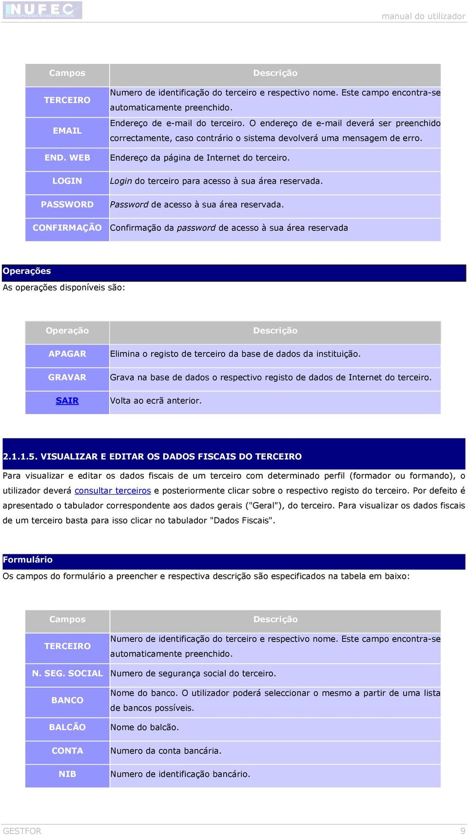 Login do terceiro para acesso à sua área reservada. Password de acesso à sua área reservada.