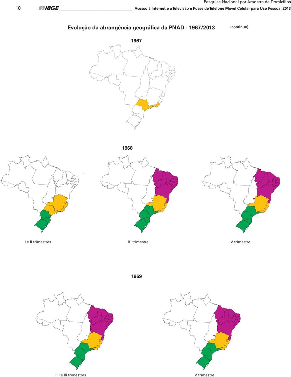Evolução da abrangência geográfica da PNAD - 1967/2013 (continua) 1967