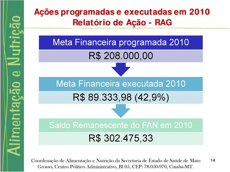 000,00 Meta Financeira executada 2010 R$ 89.