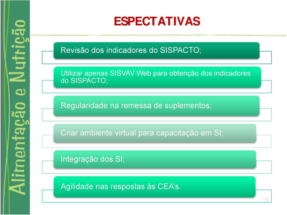 Regularidade na remessa de suplementos; Criar ambiente virtual