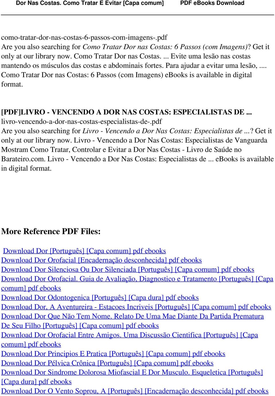 .. livro-vencendo-a-dor-nas-costas-especialistas-de-.pdf Are you also searching for Livro - Vencendo a Dor Nas Costas: Especialistas de...? Get it only at our library now.