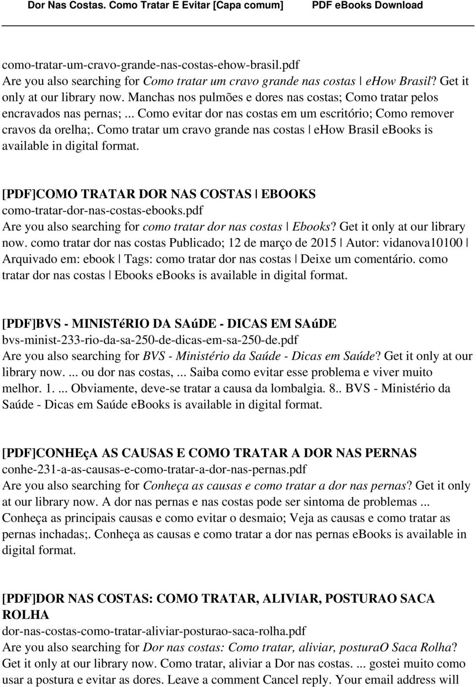 Como tratar um cravo grande nas costas ehow Brasil ebooks is available in [PDF]COMO TRATAR DOR NAS COSTAS EBOOKS como-tratar-dor-nas-costas-ebooks.