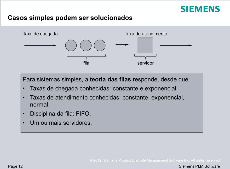 chegada conhecidas: constante e exponencial.