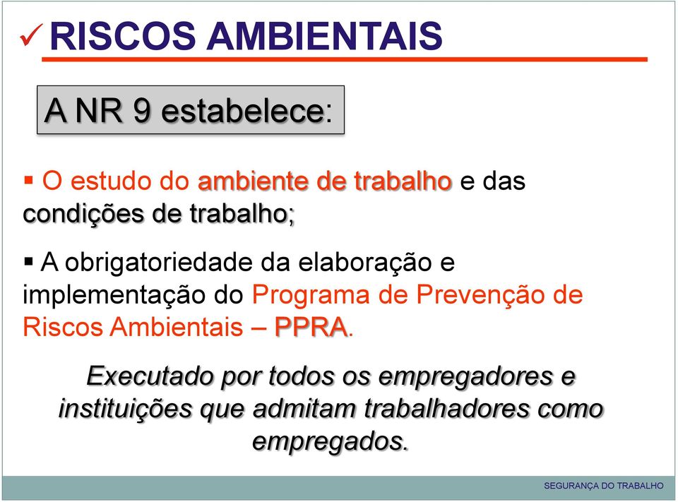 Programa de Prevenção de Riscos Ambientais PPRA.