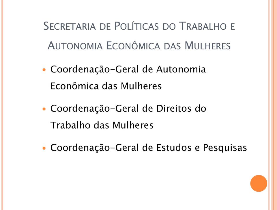 Econômica das Mulheres Coordenação-Geral de Direitos