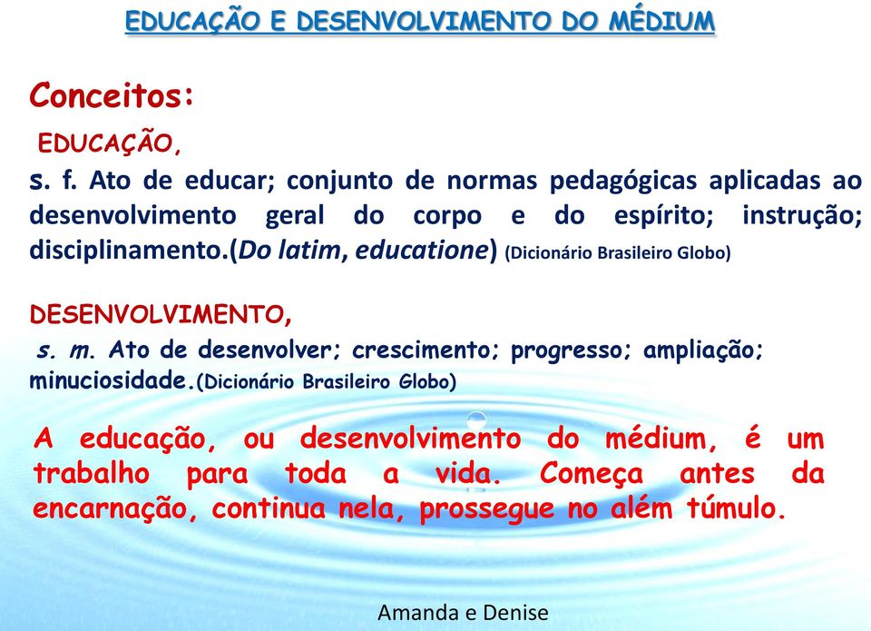 disciplinamento.(do latim, educatione) (Dicionário Brasileiro Globo) DESENVOLVIMENTO, s. m.