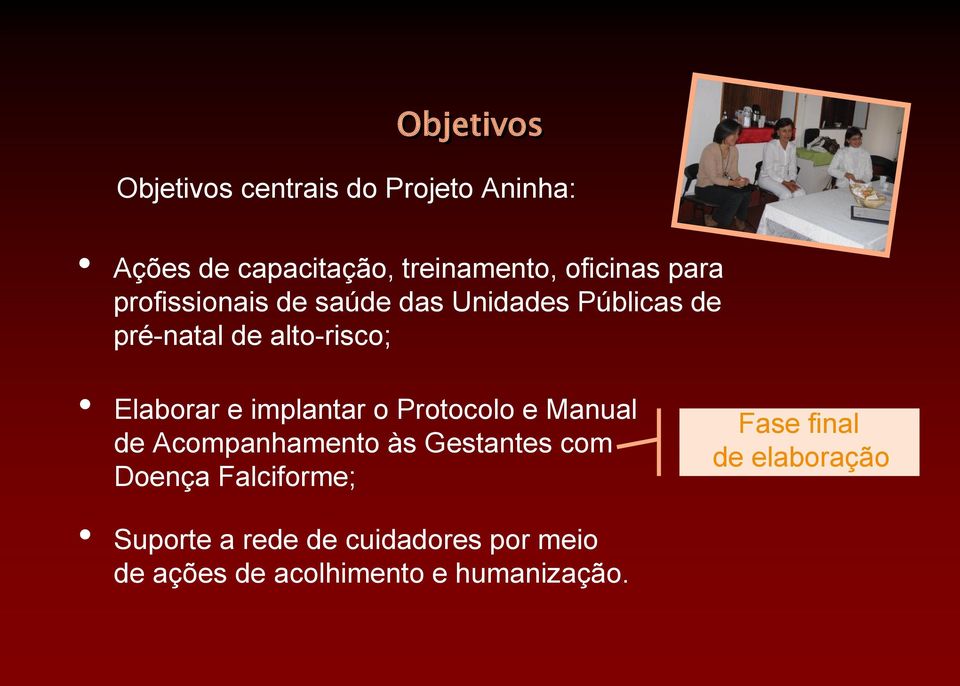 implantar o Protocolo e Manual de Acompanhamento às Gestantes com Doença Falciforme; Fase