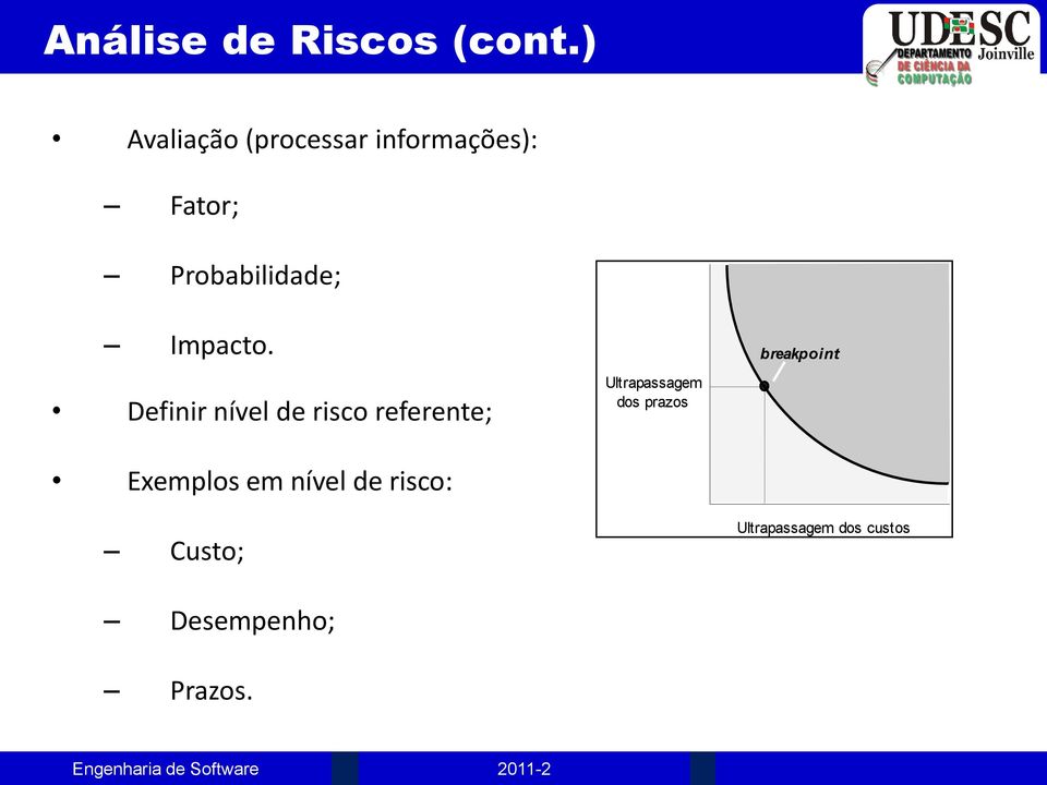 Definir nível de risco referente; Exemplos em nível