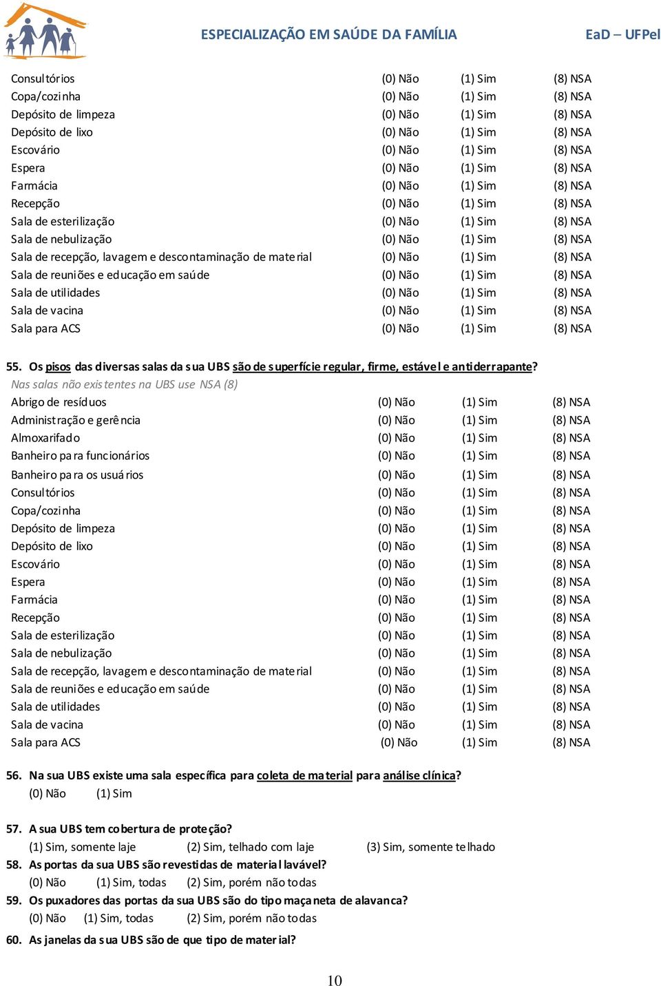 NSA 55. Os pisos das diversas salas da sua UBS são de superfície regular, firme, estável e antiderrapante?