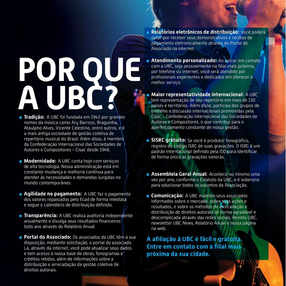 repertório musical do Brasil. Além disso, é membro da Confederação Internacional das Sociedades de Autores e Compositores Cisac desde 1946.