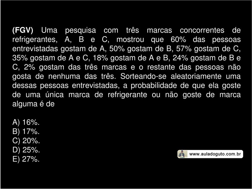 o restante das pessoas não gosta de nenhuma das três.