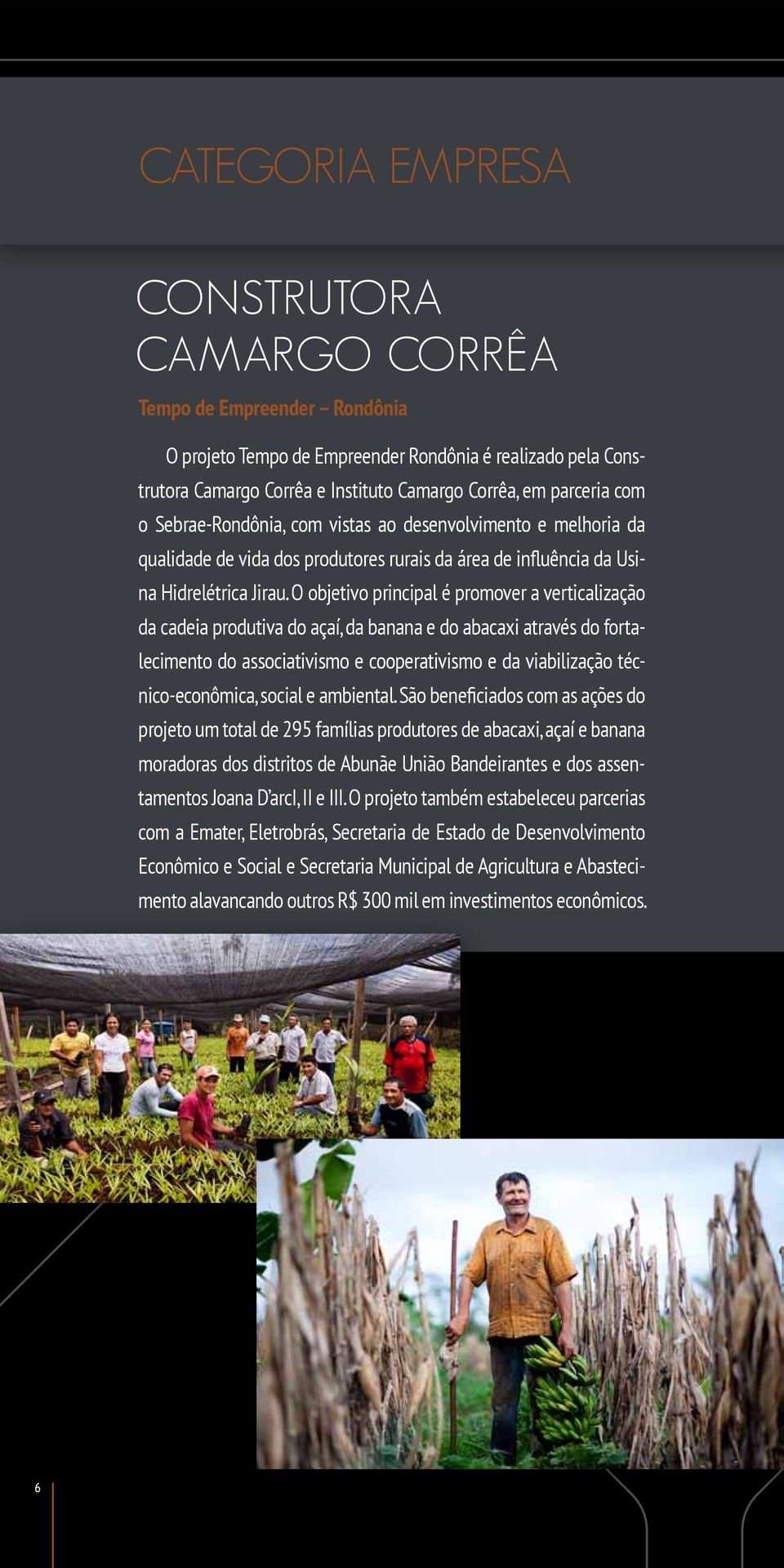 O objetivo principal é promover a verticalização da cadeia produtiva do açaí, da banana e do abacaxi através do fortalecimento do associativismo e cooperativismo e da viabilização técnico-econômica,