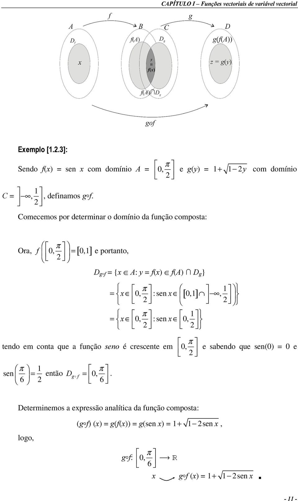 ± I($) «'Ç } π = [, : sen [ [, ], π = [, : sen [, π tendo em conta que a função VHQR é crescente em, e sabendo que sen() = e π π sen =