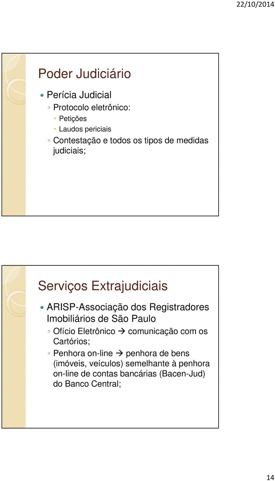 Imobiliários de São Paulo Ofício Eletrônico comunicação com os Cartórios; Penhora on-line penhora