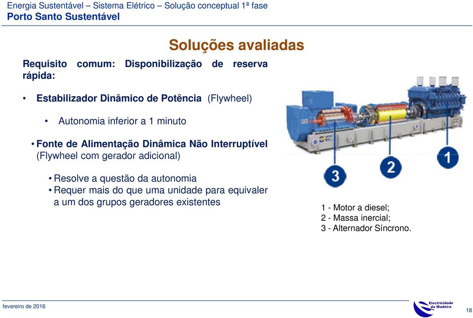 Dinâmica Não Interruptível (Flywheel com gerador adicional) Resolve a questão da autonomia Requer mais do que uma