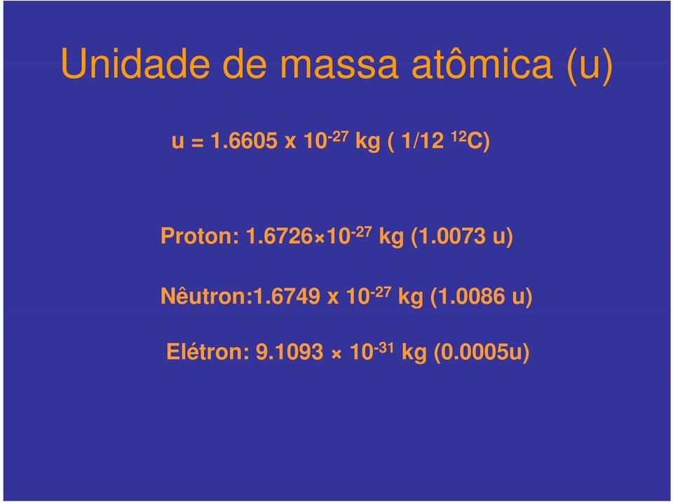 6726 10-27 kg (1.0073 u) Nêutron:1.