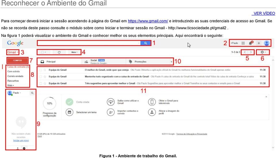 Se não se recorda deste passo consulte o módulo sobre como Iniciar e terminar sessão no Gmail - http://www.ticsociedade.