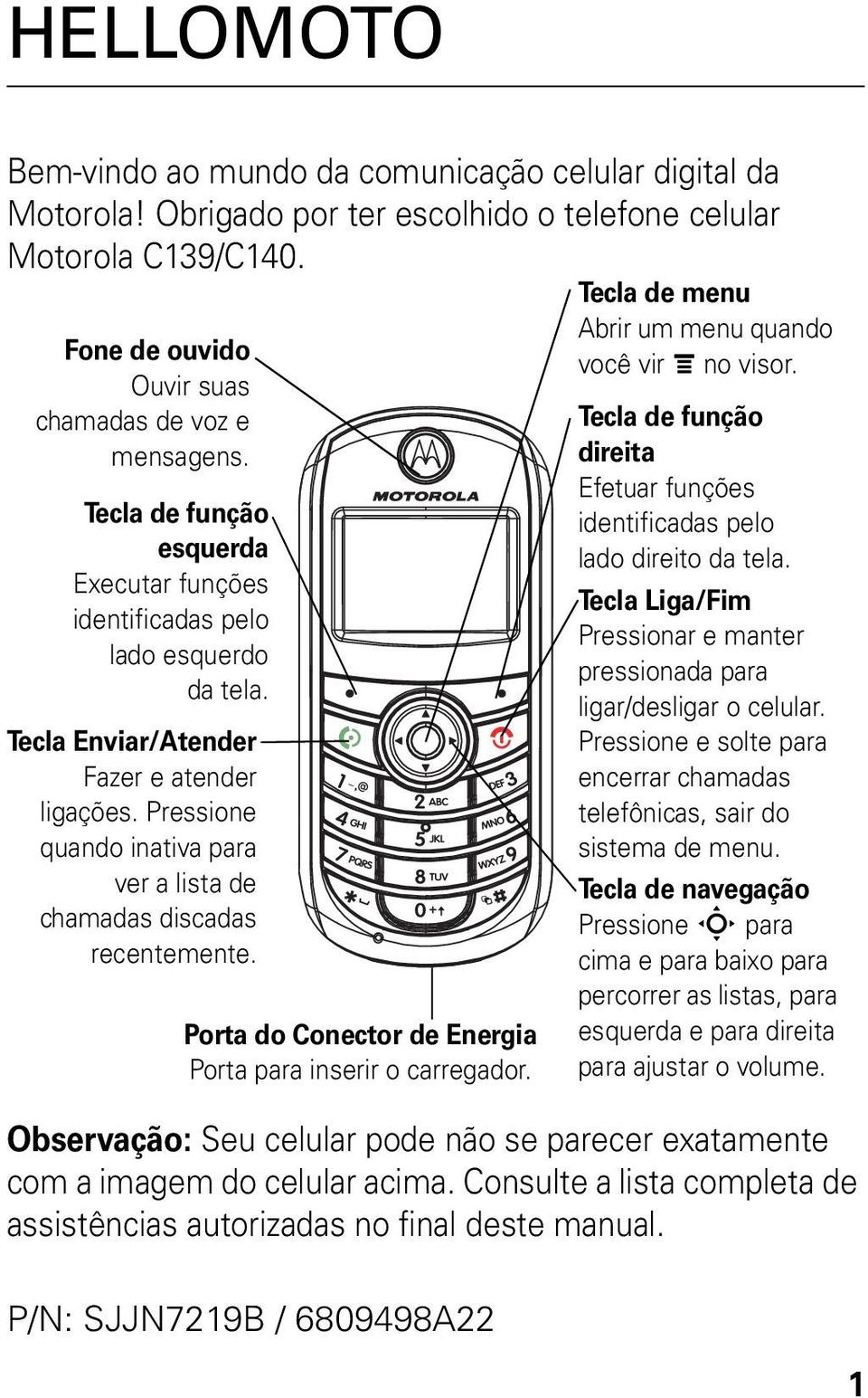 Pressione quando inativa para ver a lista de chamadas discadas recentemente. Porta do Conector de Energia Porta para inserir o carregador.