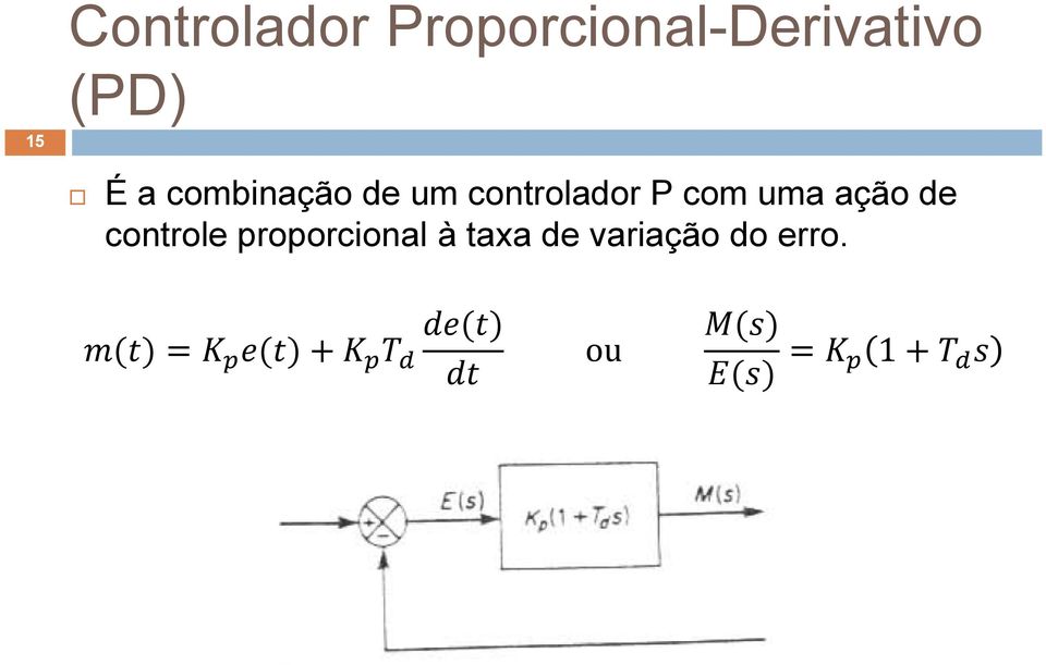 com uma ação de controle proporcional à