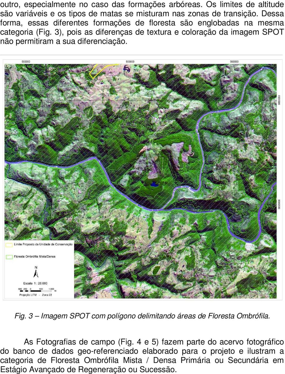 3), pois as diferenças de textura e coloração da imagem SPOT não permitiram a sua diferenciação. Fig.