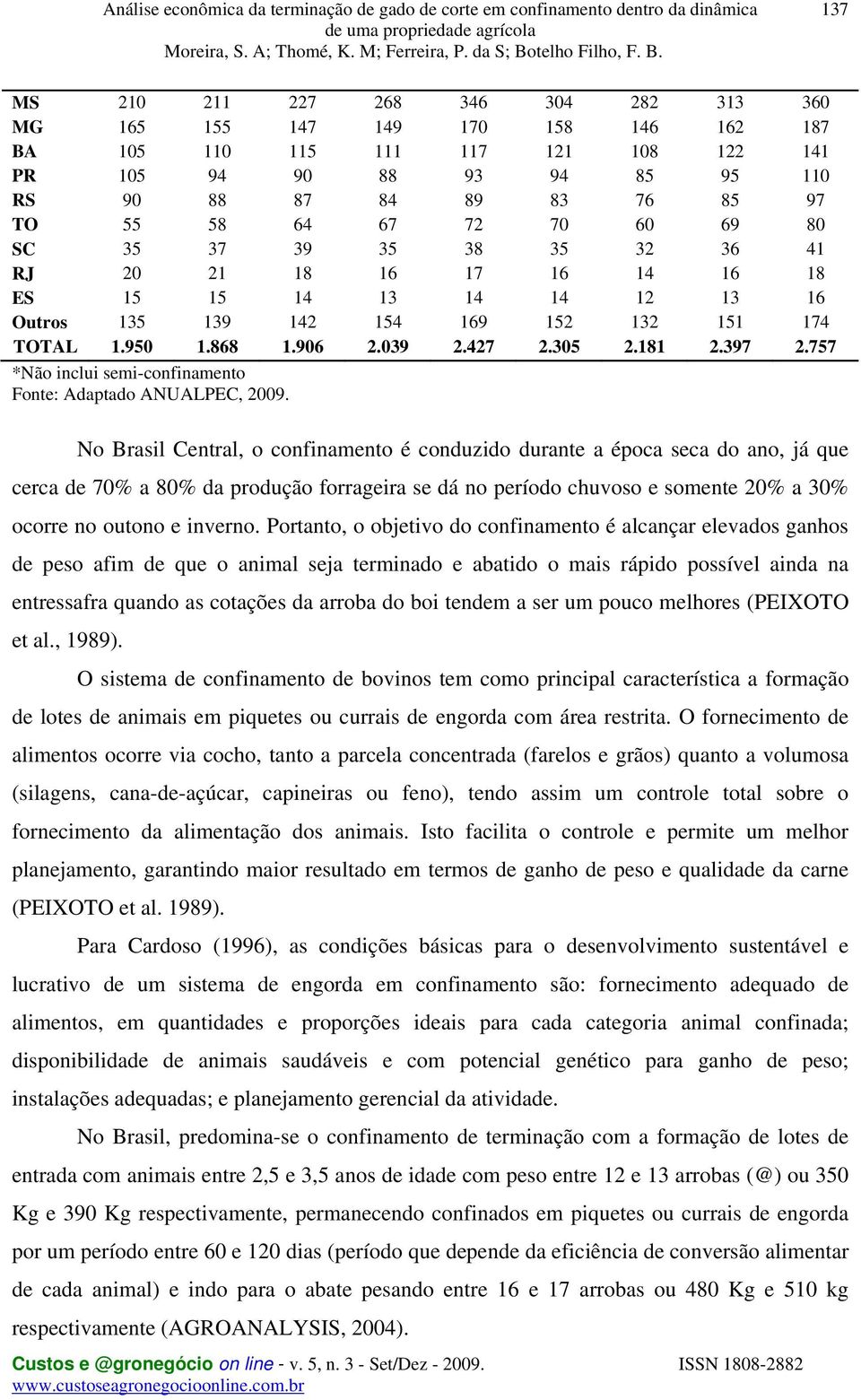 397 2.757 *Não inclui semi-confinamento Fonte: Adaptado ANUALPEC, 2009.