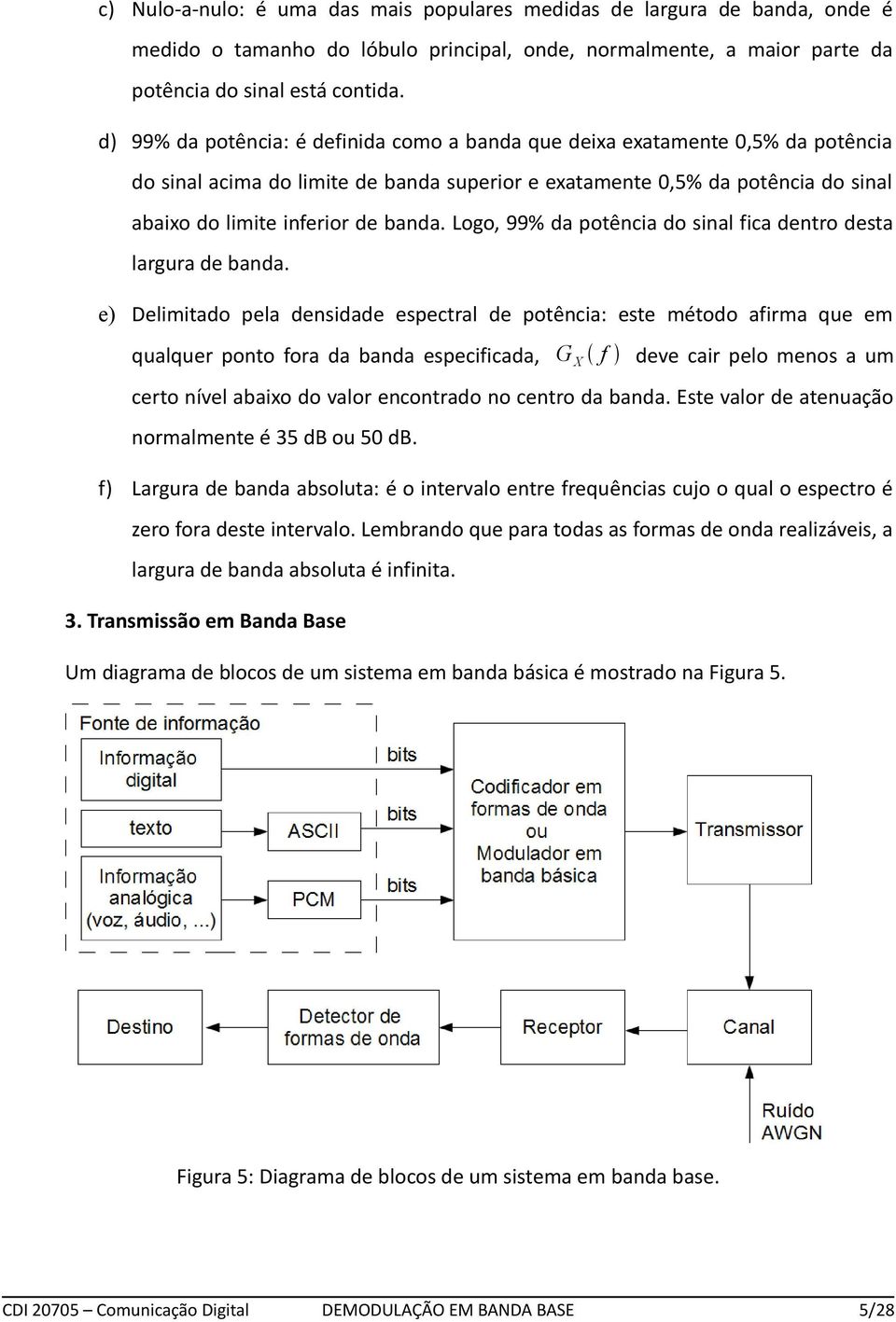 Logo, 99% da potência do sinal fica dentro desta largura de banda.